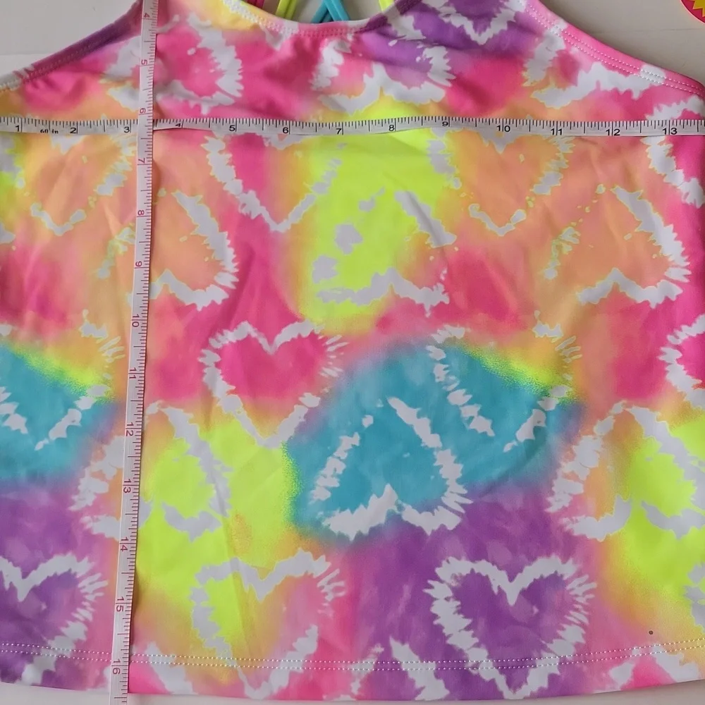 NWT The Children's Place Girls Tie Dye Heart 2-Piece Tankini Swimsuit XL 14